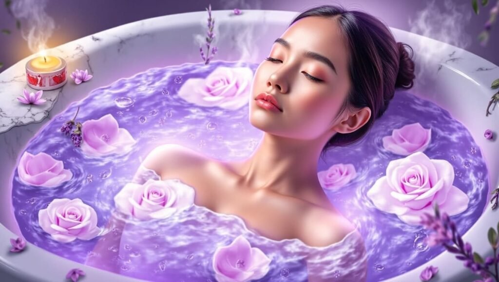 Relaxe e Equilibre Suas Emoções com o Banho de Rosas Brancas e Lavanda