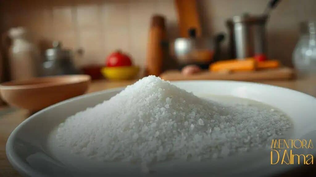 Água com sal grosso e arroz deixada em prato branco de molho: o que acontece?